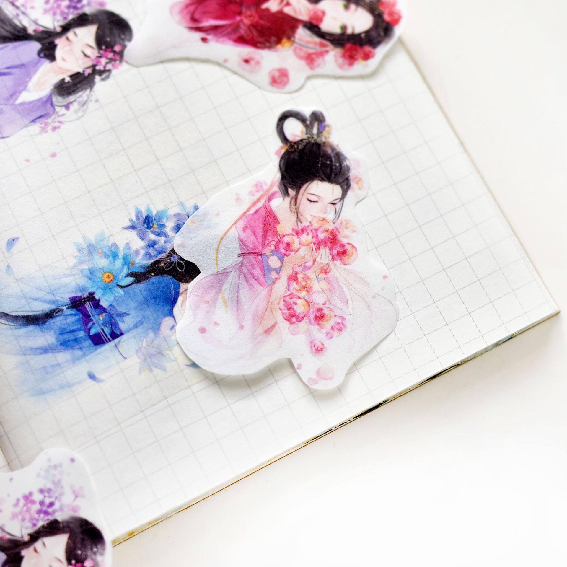 yooy游氧特油胶带美少女古风花朵汉服女孩diy和纸胶带