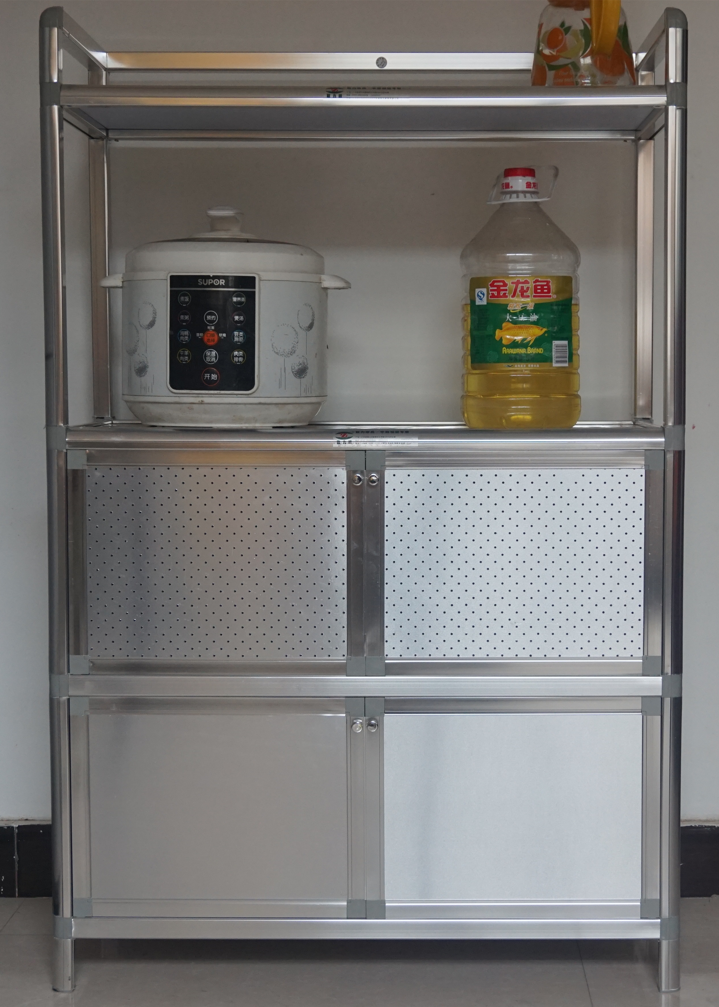 致力加厚组装不锈钢碗柜厨房收纳灶台铝合金阳台餐边柜