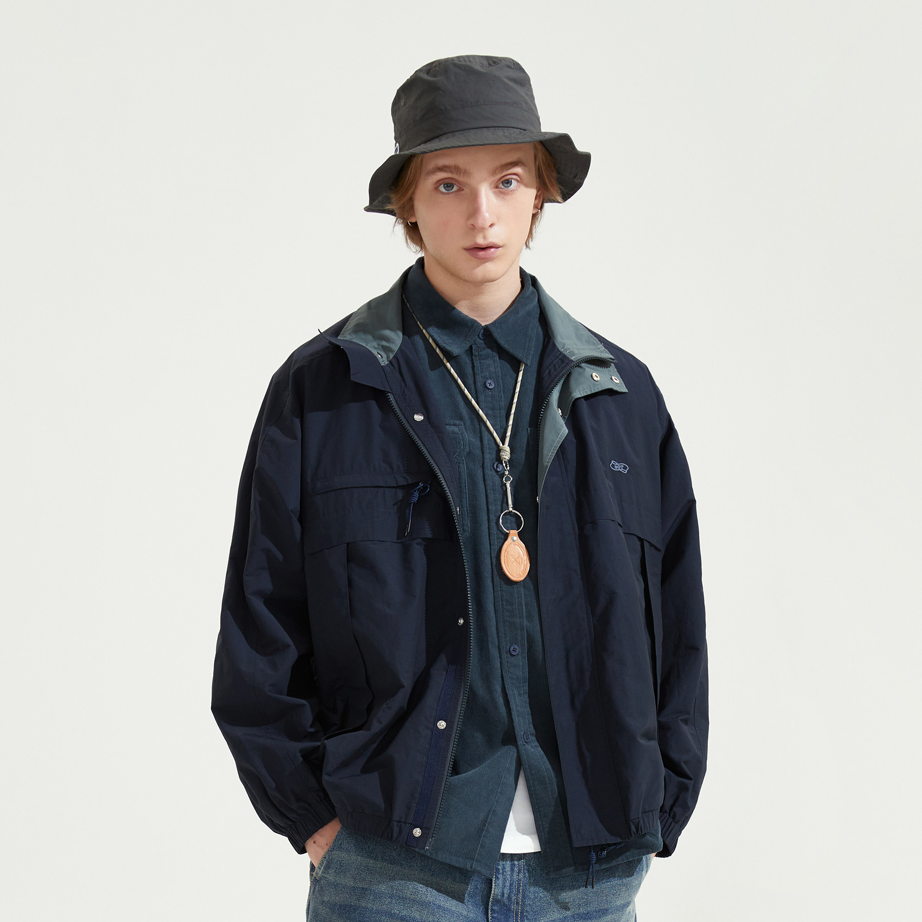 nothomme日系潮牌秋季户外刺绣logo复古立领工装夹克