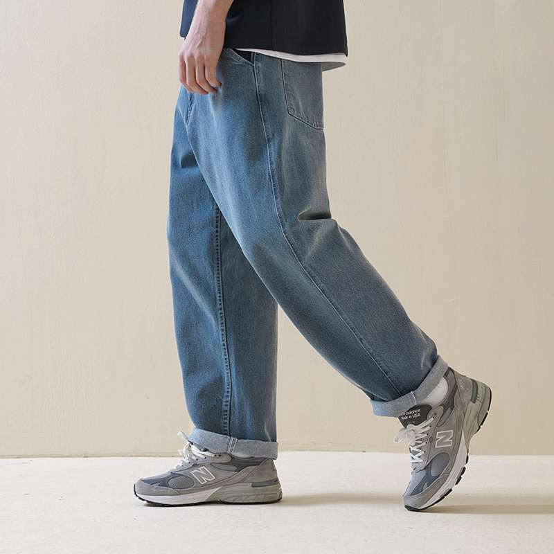 NOTHOMME 挺阔柔软 百搭神器日系春秋长裤水洗宽松直筒牛仔裤男