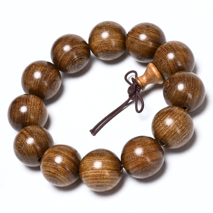 金丝檀木佛珠108颗念佛佛手串沉水实木质高密佛珠