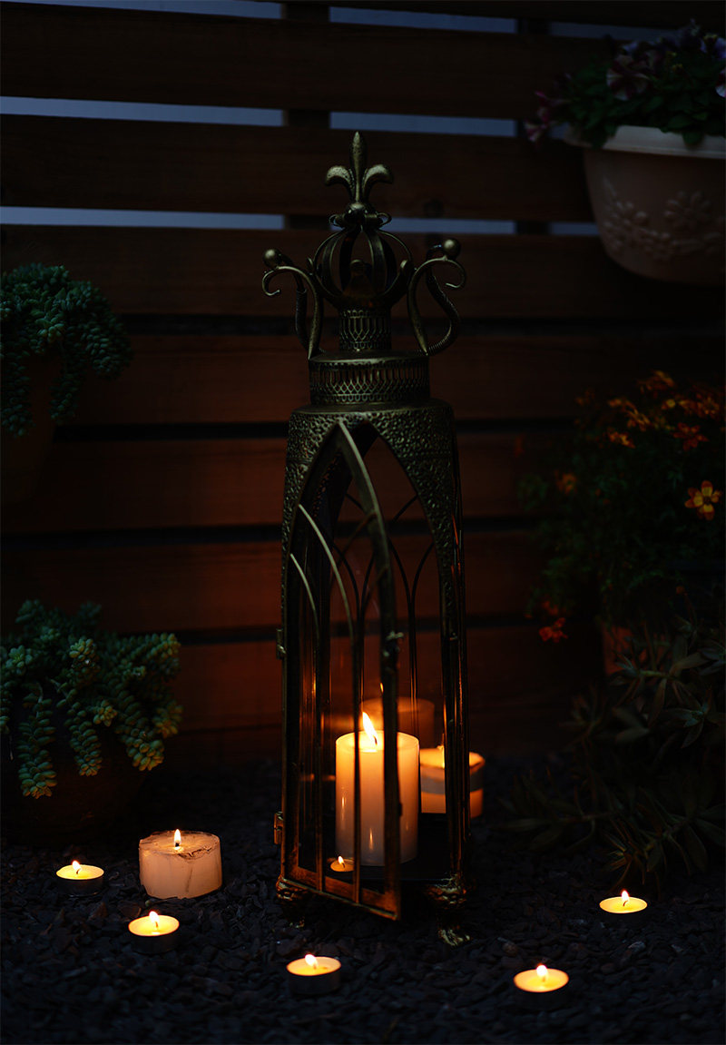 复古铁艺镂空摩洛哥烛台台风庭院阳台花园落地烛台