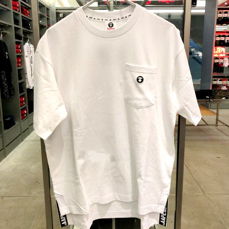 香港代购 AAPE  男装潮流青春流行纯色不规则百搭休闲短袖T恤0079