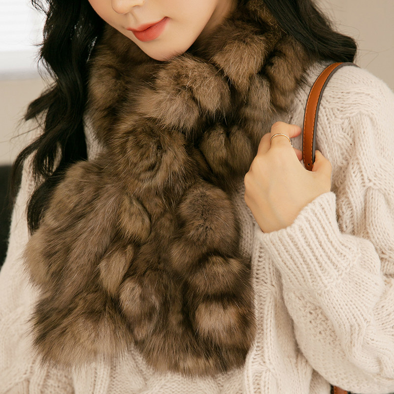 围脖4a高端优雅紫貂围巾水貂皮草山茶花女貂围巾