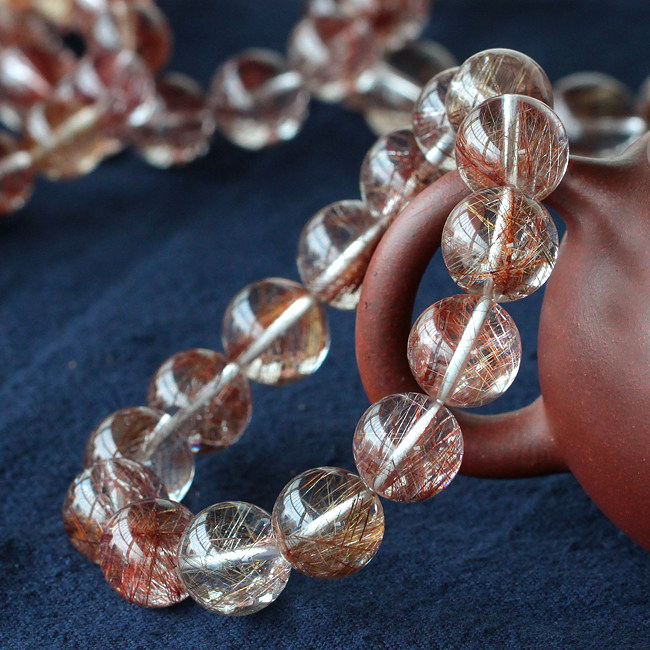 碧雅15mm质感手串水晶发晶魔鬼正品手链红发手链