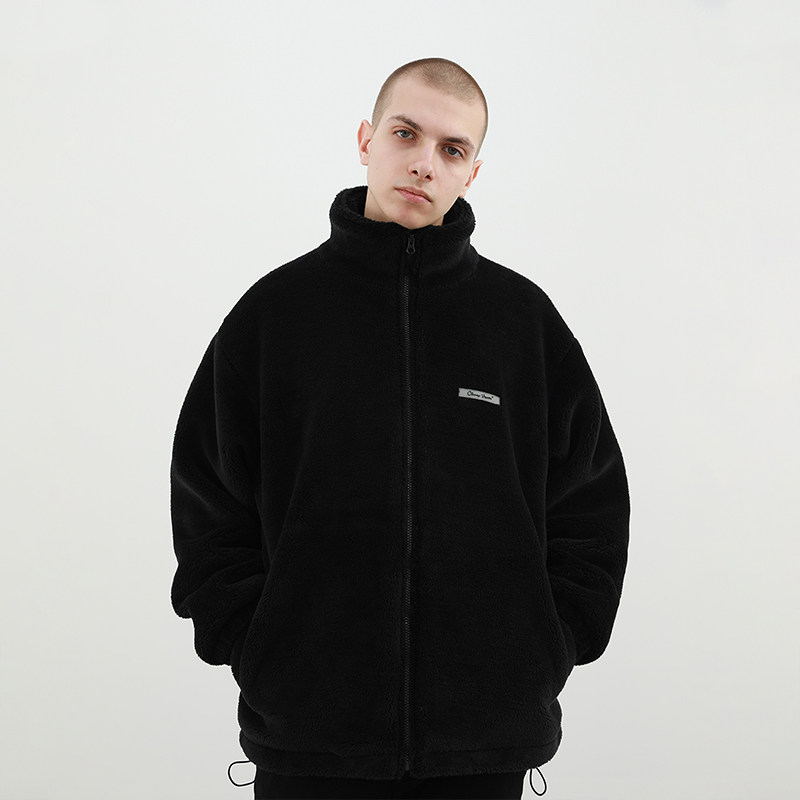 climax毛绒保暖宽松夹克毛夹克vision羊羔拼色黑白夹克