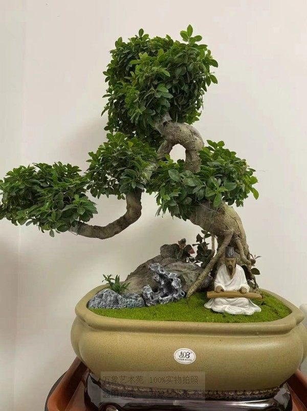 饮酒读书公吹弹琴耕农假山盆景摆件人物造景摆件