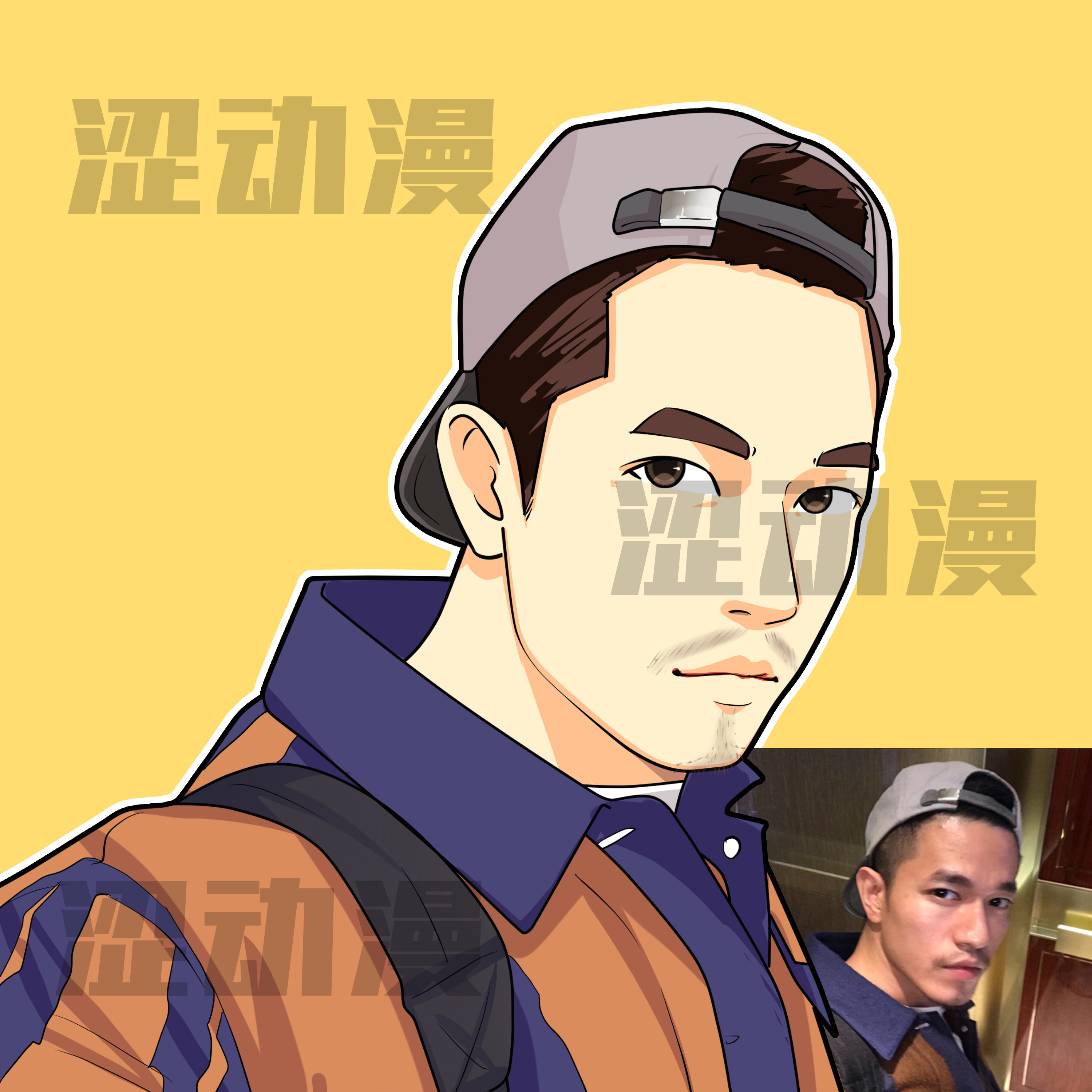 手绘卡通q版人物布鲁帝设计真人照片转形象动漫画情侣微信头像diy