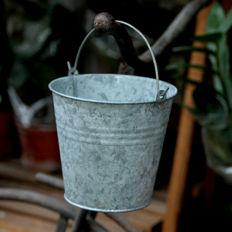 花盆复古做旧铁桶欧式装饰铁皮皮桶花桶花瓶花桶