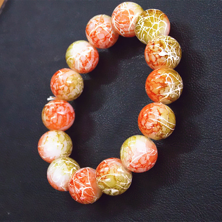 花纹玻璃佛珠手串14mm大号简约装饰手链小礼手链