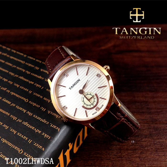 瑞士tangin天珺手表男表正品皮带超薄瑞士腕表