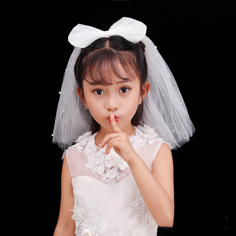 白色亲子母女宝宝儿童头纱短款公主头饰超仙头纱