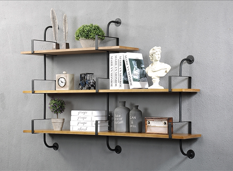 墙上书架实木置物架壁挂一字隔板创意壁柜层板书架