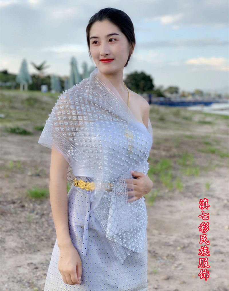 披肩泰国珠珠网红莎莉傣族服饰单披肩抹胸多色民族服装