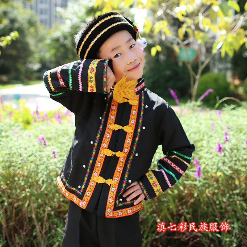 拉祜族男童童装纳西族服饰少数民族服装葫芦演出演出服儿童演出服