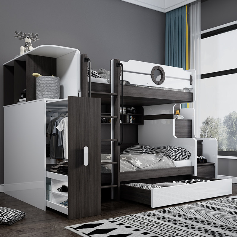 多功上下床上组合衣柜能带多功能男女下同母床高低