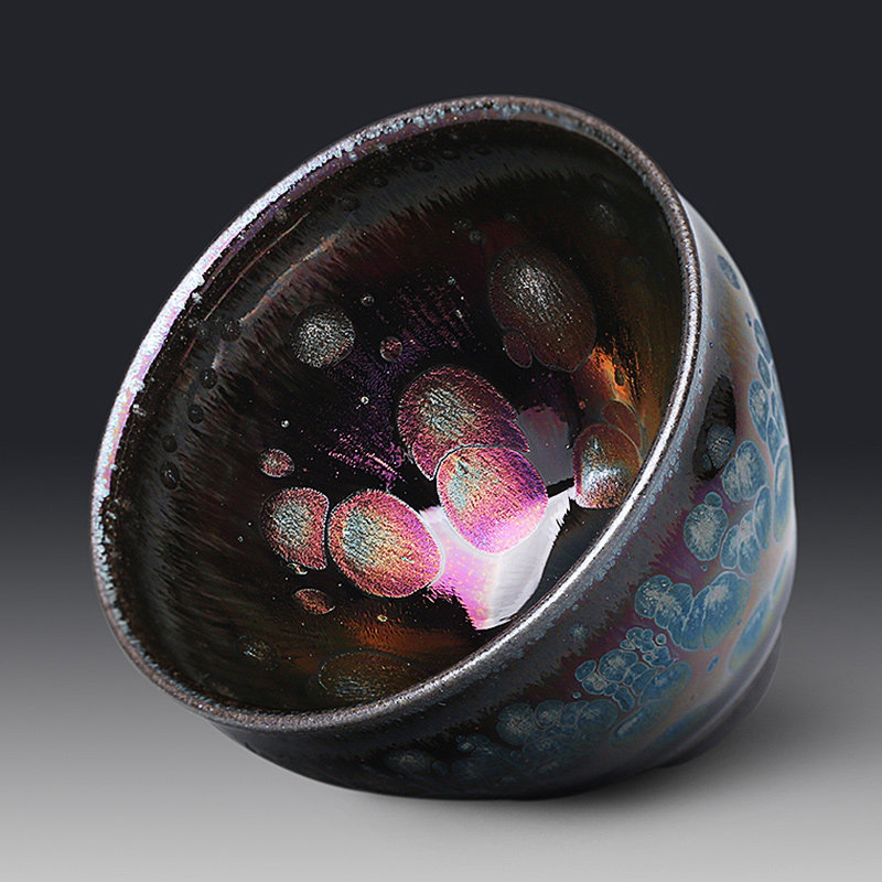 游仁大师手工作品变彩孔雀羽建盏大号主人杯单杯建盏