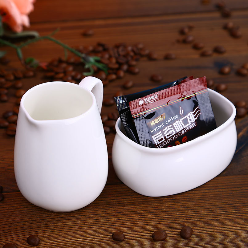 新品奶缸椭圆糖缸骨质瓷糖罐奶罐咖啡配套器具糖缸