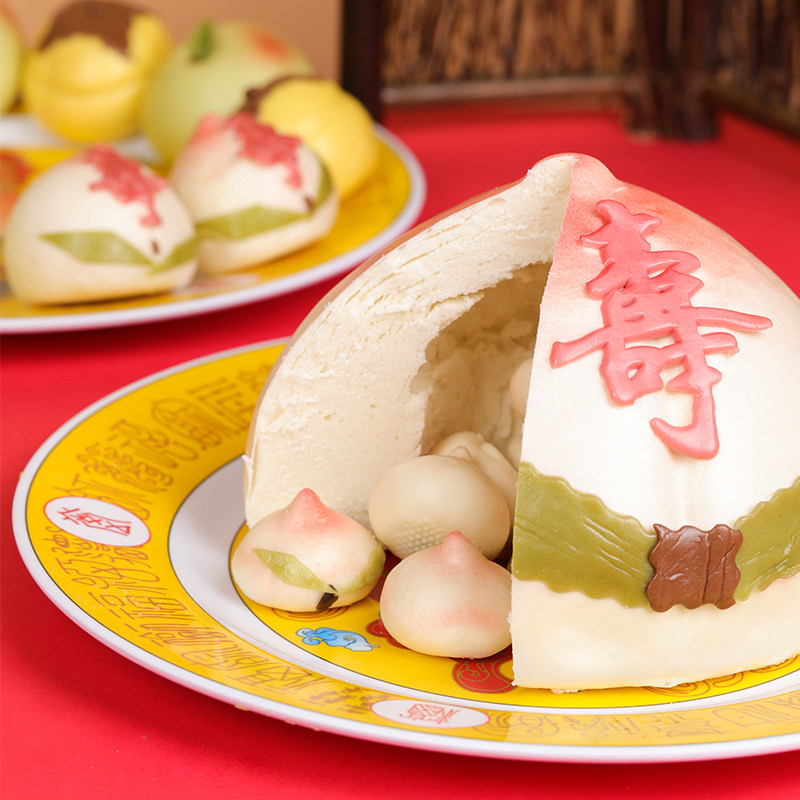 御茶膳房寿桃馒头礼盒老人生日蛋糕长辈传统过寿祝寿贺寿大寿桃包