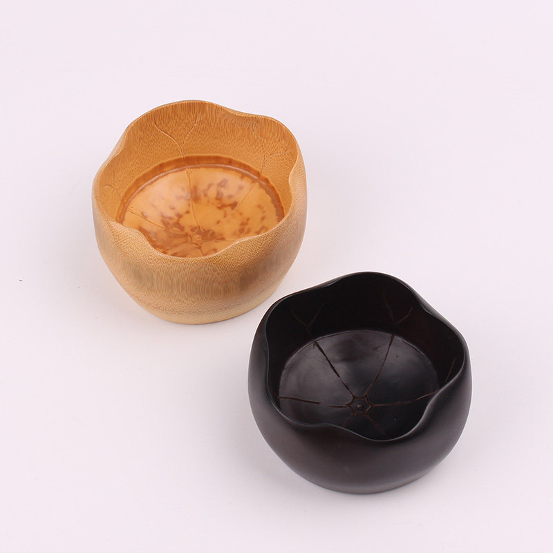 竹碗竹节茶碗点心糕点干果果盘花边荷叶雕刻碗