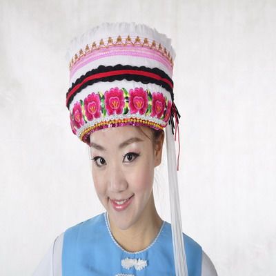 帽子头饰舞蹈少数女式白族大理包头民族服装金花帽子