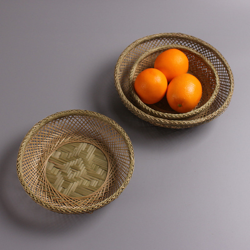 天然无漆环保竹编青丝果盘簸箕手工家用农家果盆