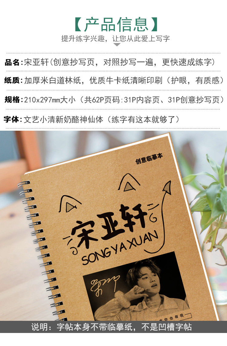 宋亚轩周边应援字帖歌词本语录同款签名文具中学生临摹钢笔练字帖