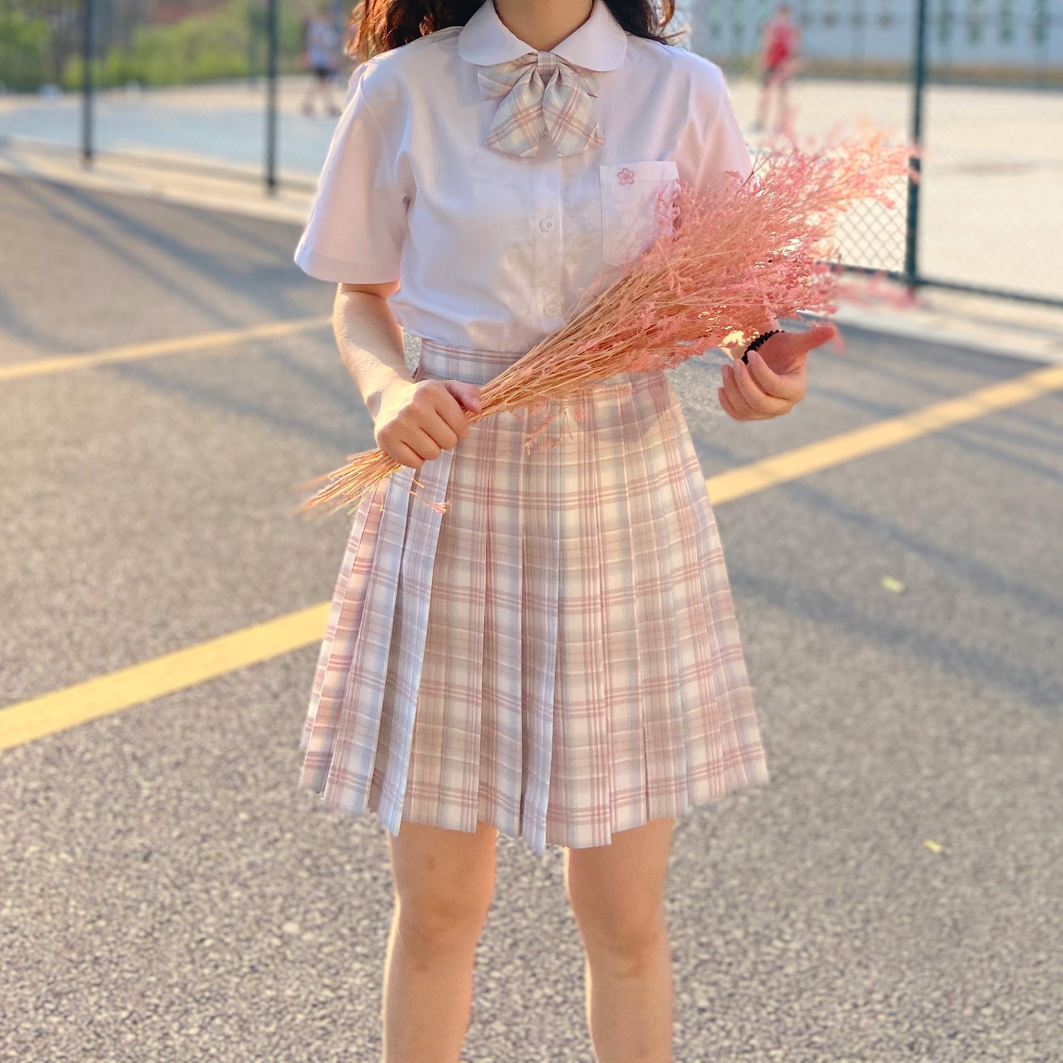 伊梦中牌jk制服水果糖正版格裙掉落恩妮高腰半身裙