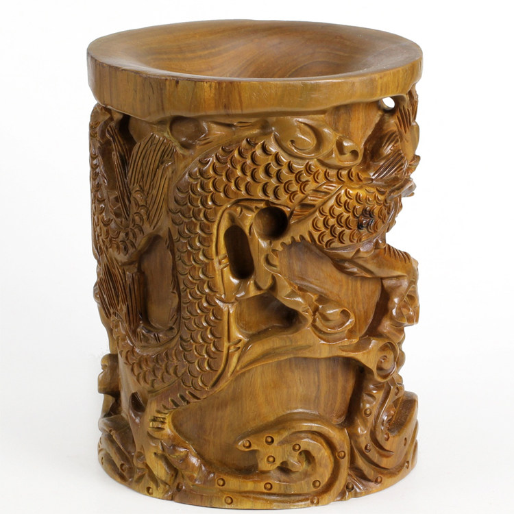 红木工艺品绿檀木雕摆件镂空雕刻祥龙木雕