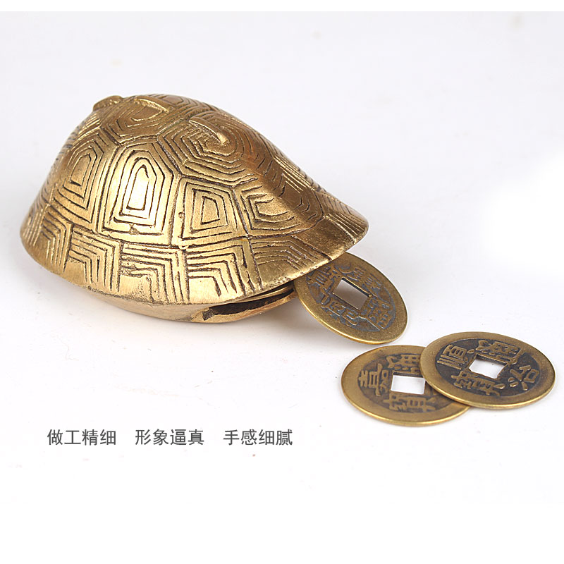 摇卦纯铜龟壳摆件 金钱龟六摇占卜工具铜龟壳金钱卦铜钱解签书