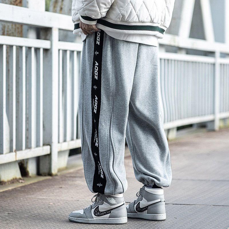 aogz国潮牌春秋季卫裤男宽松直筒高街运动裤ins潮流大码束脚裤子