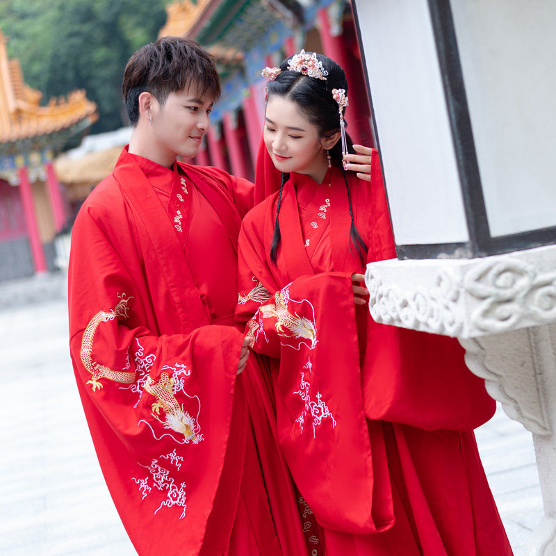 龙锦原创汉服男古装情侣cp套装红色新郎喜服民族服装