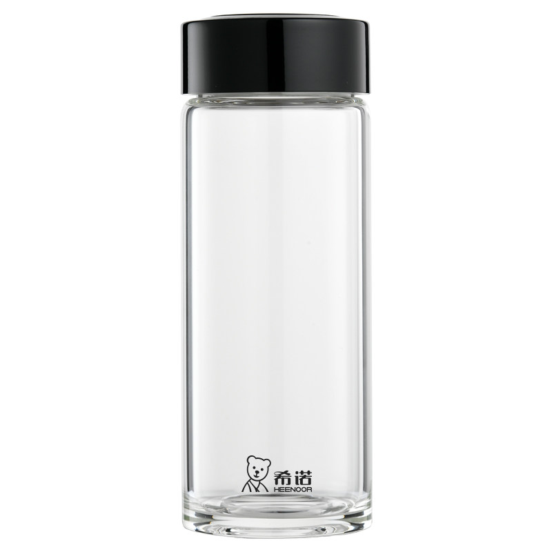 希诺加厚单层玻璃杯家用水杯简约便携男女茶杯高档办公透明泡茶杯