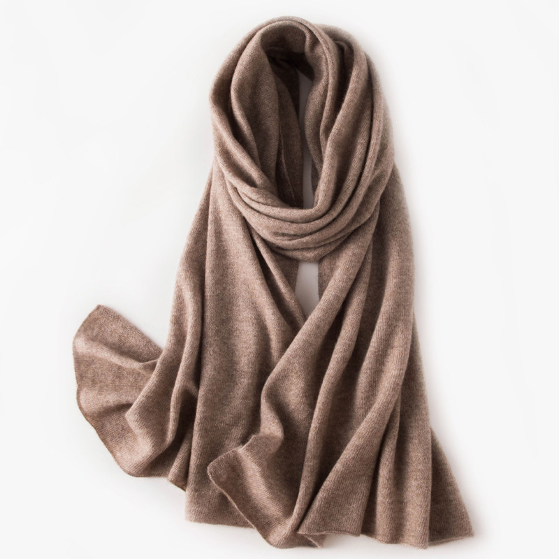 cashmere100%纯羊羊绒针织围巾女士秋冬季红色披肩百搭围巾