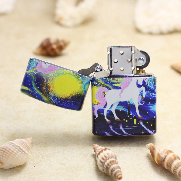 zippo打火机正版美国原装正品星空独角兽吉祥仙宠zippo