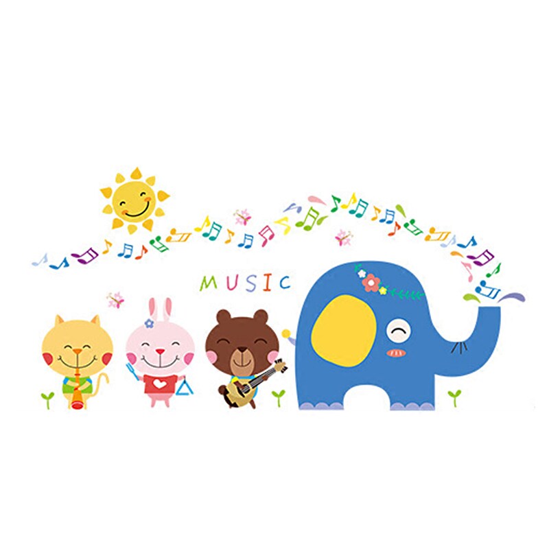 卡通可爱装饰动物音符符号墙贴幼儿园音乐区贴画墙贴