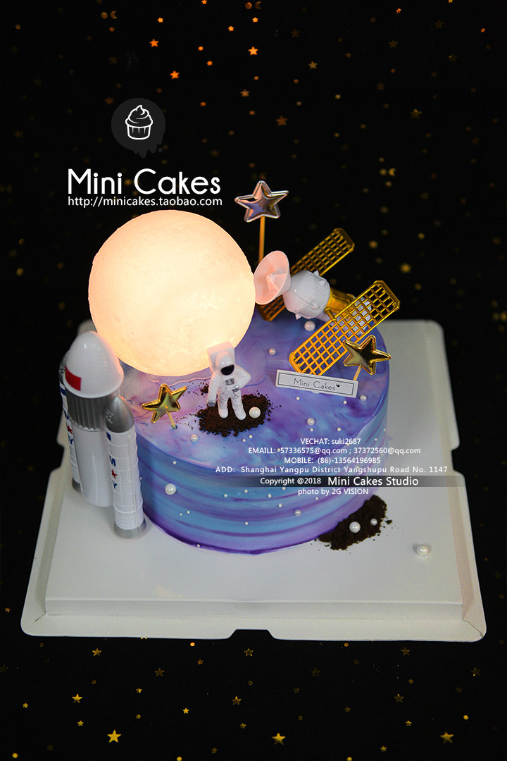 ins宇航员登月月球太空星空创意卡通生日蛋糕男孩新鲜生日蛋糕