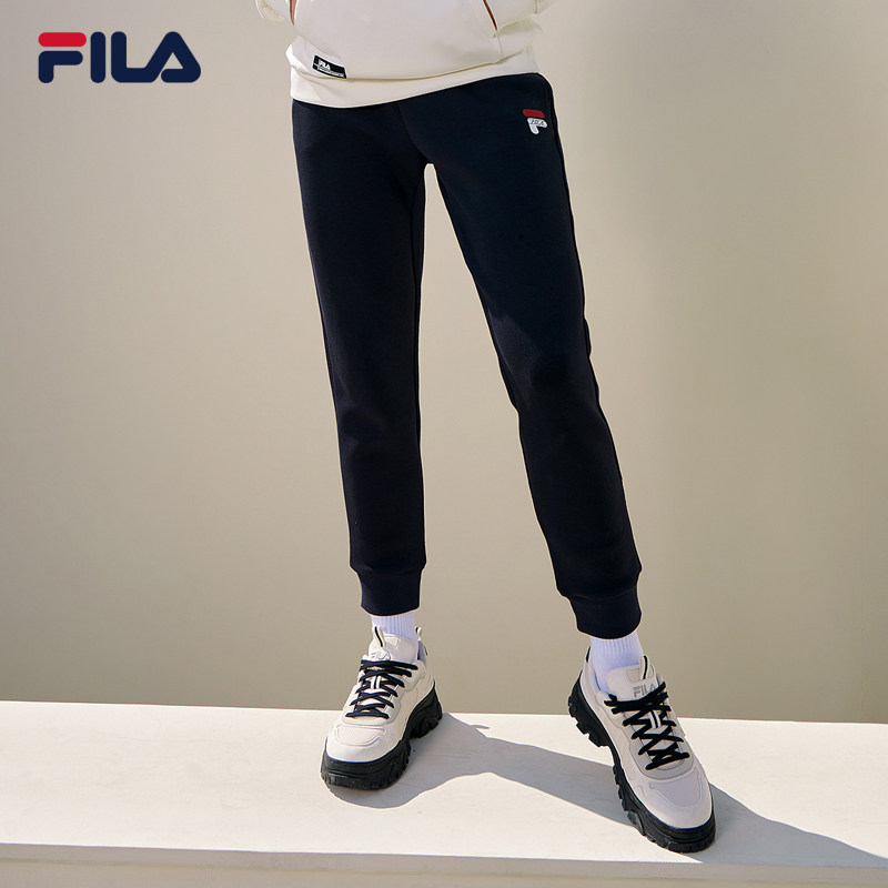 fila斐乐官方女裤针织长裤2021冬季新品运动裤长裤束脚休闲裤暖