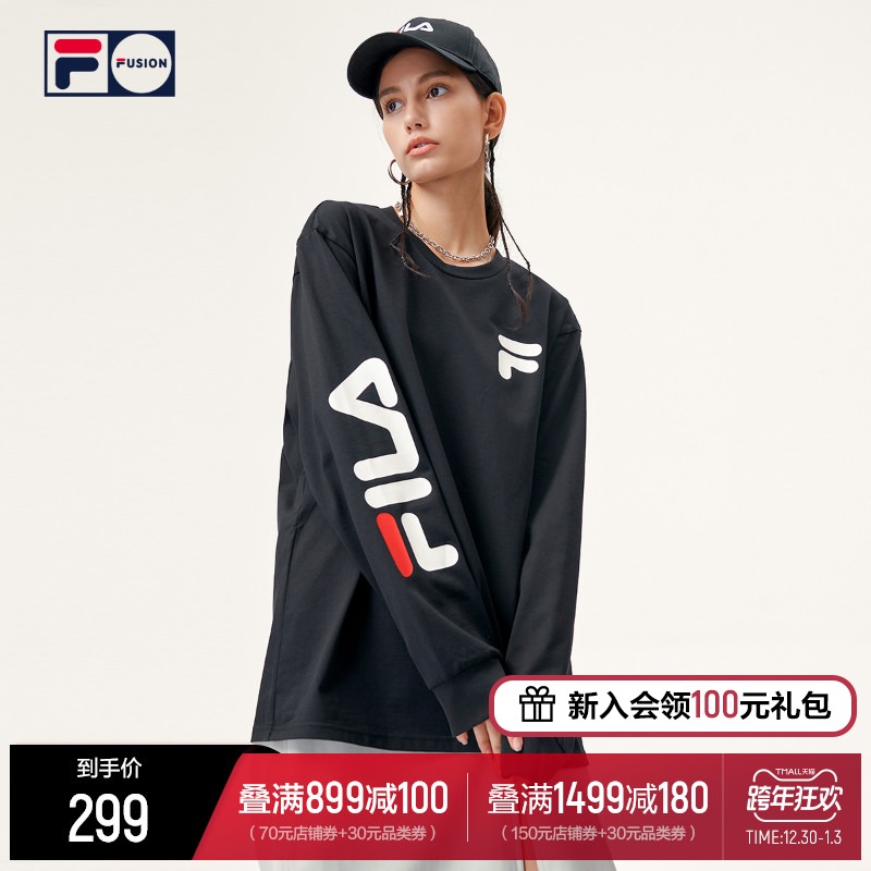 FILA FUSION斐乐潮牌情侣运动套头衫 2021秋新款多彩运动卫衣男女