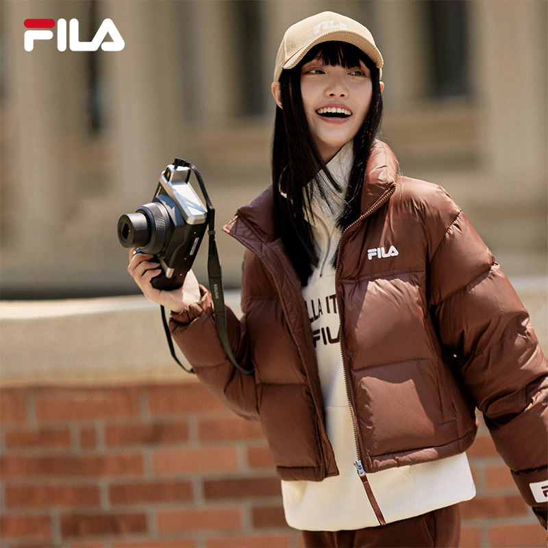 fila 斐乐官方女子羽绒服冬新保暖防风宽松短款 面包服运动外套女