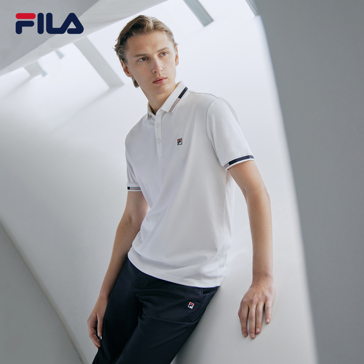 fila斐乐官方男士短袖polo2021年秋季新款针织运动polo衫