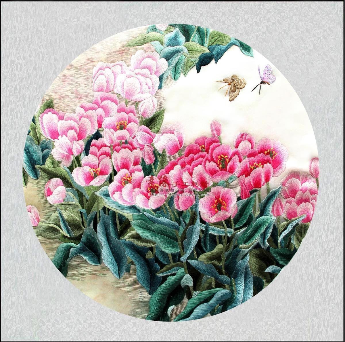 苏绣手工刺绣成品挂画客厅卧室圆形苏绣