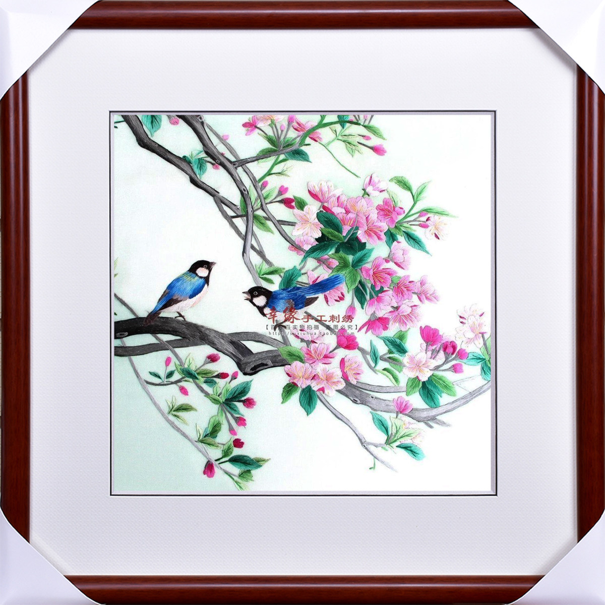 苏州手工刺绣成品装饰挂画玉兰喜鹊客厅玄关苏绣