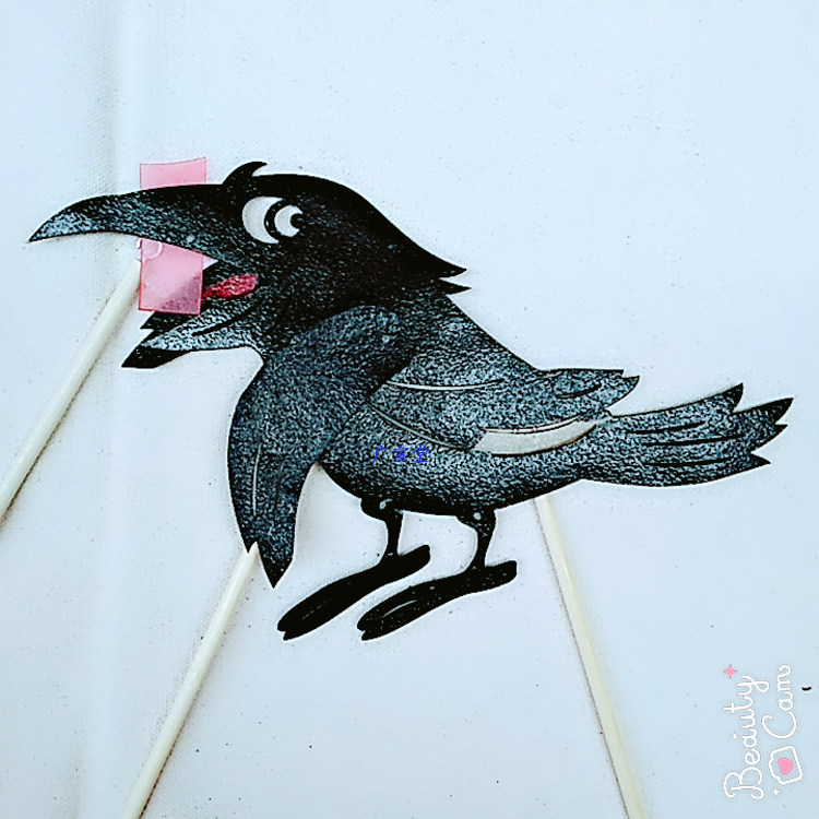 陕西皮影戏道具狐狸乌鸦寓言故事动物带棍牛皮工艺品皮影