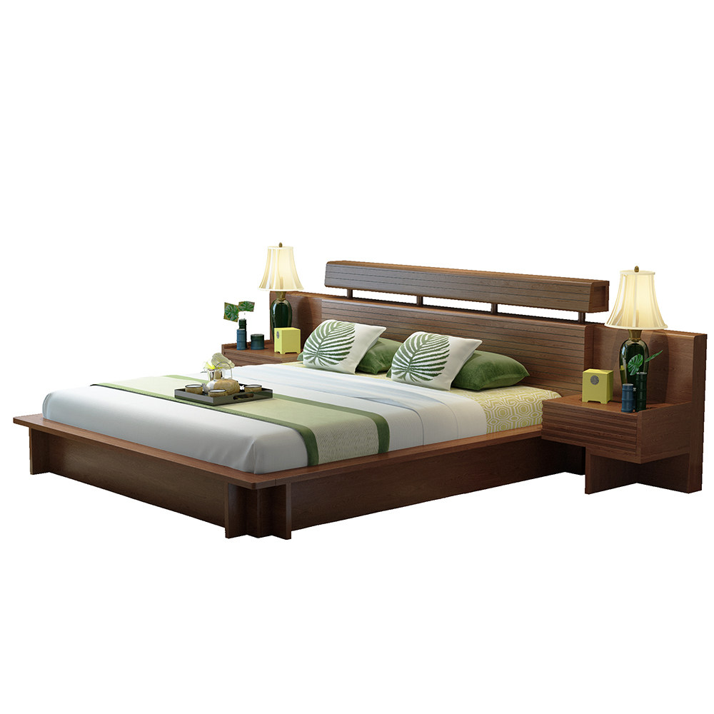 水曲柳实木床东南亚风格家具榻榻米床1.8米双人床新中式2m2.2储物