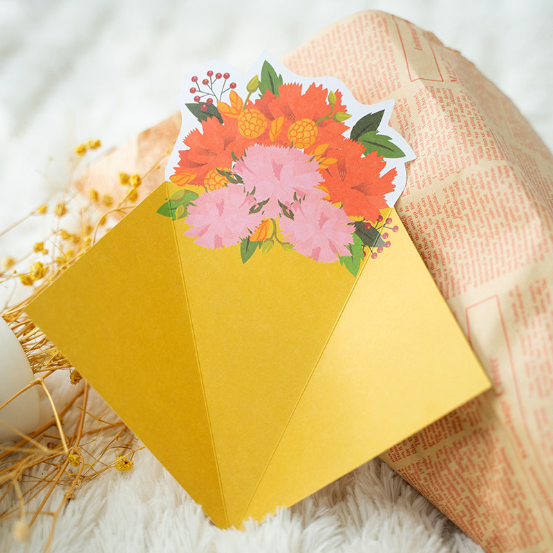 花束贺卡创意折叠祝福祝福卡卡片情人节向日葵捧花贺卡