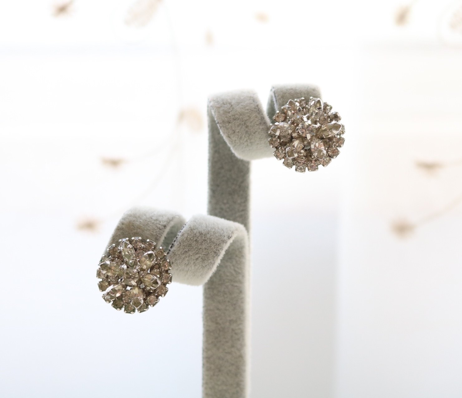 vintage轻巧石轻巧莱茵耳环coro耳夹饰品耳夹