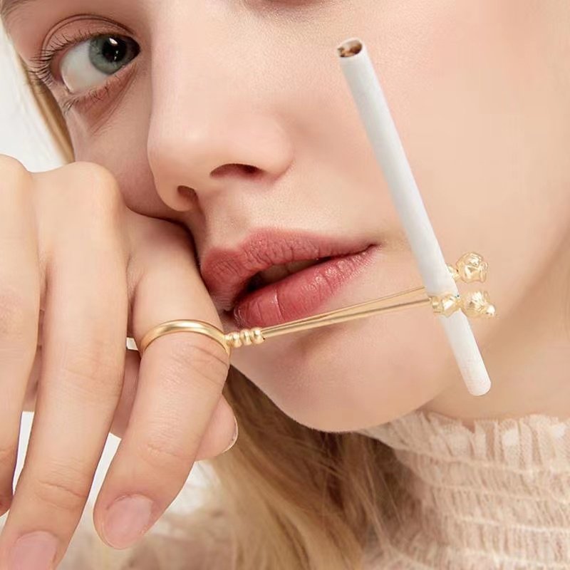 烟托戒指手指优雅香烟烟斗女式创意环架青年戒指