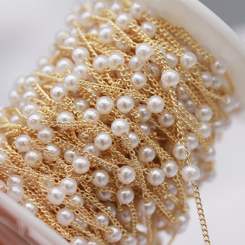 保色14k铜镀真金珍珠手工diy饰品配件项链链条