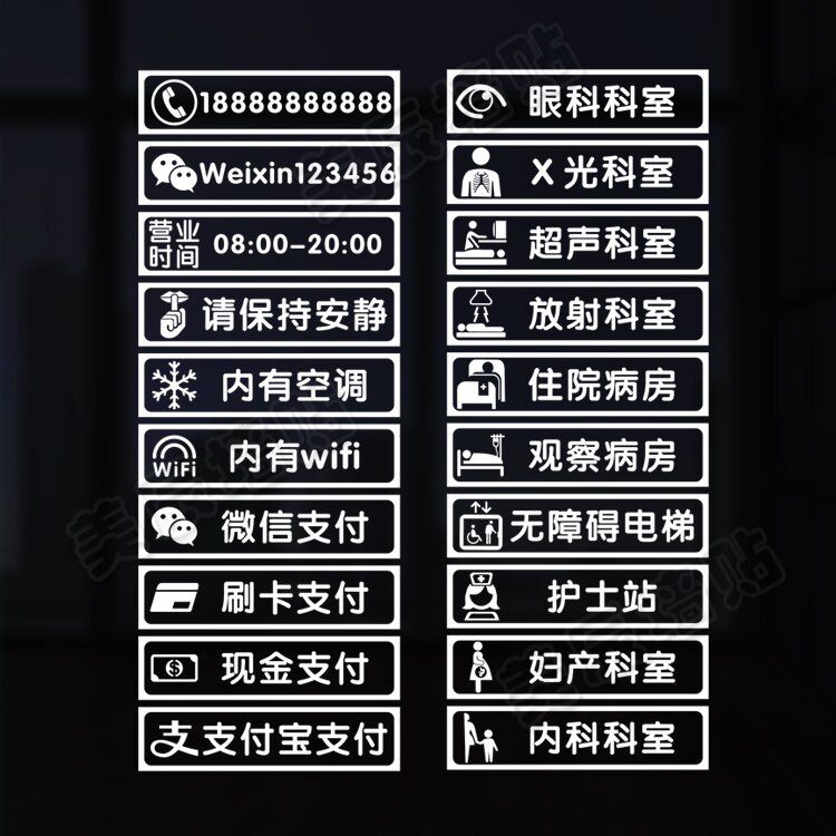 医院门诊墙贴卫生服务类目站体检中心功能室药店诊所所玻璃窗贴纸